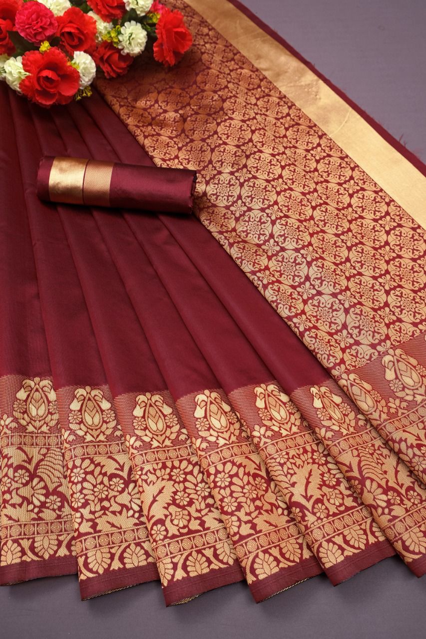 Maroon Velly By Aab Soft Lichi Silk Sarees Catalog
